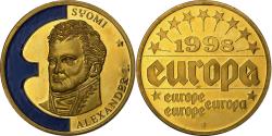 World Coins - Finland, Medal, Europe, Alexander I, 1998, Copper-Nickel Gilt,