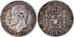 World Coins - Coin, Spain, Alfonso XII, 50 Centimos, 1880, Madrid, , Silver, KM:685