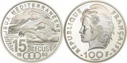 World Coins - France, 100 Francs-15 Ecus, Jeux méditerranéens, natation, 1993, Paris