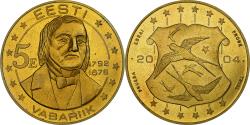 World Coins - Estonia, 5 Euro, Fantasy euro patterns, Essai-Trial, Proof, 2004, Brass