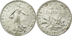 World Coins - Coin, France, Semeuse, 50 Centimes, 1907, Paris, , Silver, KM:854