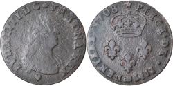 World Coins - Coin, France, Louis XIV, Quatre deniers de Strasbourg, 4 Deniers, 1708