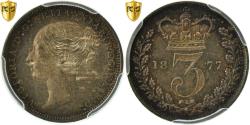World Coins - Coin, Great Britain, Victoria, 3 Pence, 1877, PCGS, PL65, Silver, KM:730