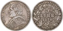 World Coins - Coin, ITALIAN STATES, PAPAL STATES, Pius IX, 5 Lire, 1870, Rome,