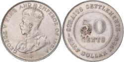 World Coins - Straits Settlements, George V, 50 Cents, 1920, Bombay, Silver,
