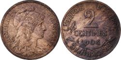 World Coins - France, 2 Centimes, Daniel-Dupuis, 1904, Paris, Bronze,