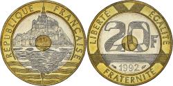 World Coins - Coin, France, Mont Saint Michel, 20 Francs, 1992, Pessac,