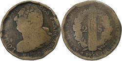 World Coins - France, Louis XVI, 2 sols Français, 1792, Strasbourg, Copper,