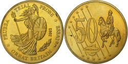 World Coins - United Kingdom, Medal, 50 C, Essai-Trial, 2002, Copper-Nickel Gilt,