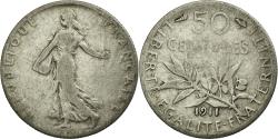 World Coins - Coin, France, Semeuse, 50 Centimes, 1911, , Silver, KM:854, Gadoury:420