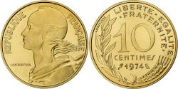World Coins - France, 10 Centimes, Marianne, 1974, Paris, série FDC, Aluminum-Bronze