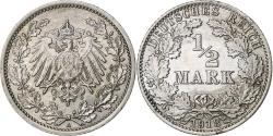 World Coins - Coin, GERMANY - EMPIRE, 1/2 Mark, 1918, Berlin, , Silver, KM:17