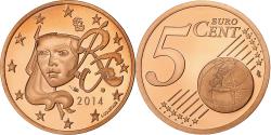 World Coins - France, 5 Euro Cent, 2014, Copper Plated Steel,