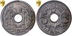 World Coins - France, 5 Centimes, Lindauer, 1924, Paris, Copper-nickel, PCGS,