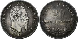 World Coins - Italy, Vittorio Emanuele II, 20 Centesimi, 1863, Milan, Silver,