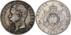 World Coins - France, Napoleon III, 5 Francs, 1855, Strasbourg, Silver,