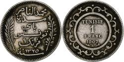 World Coins - Tunisia, Muhammad al-Nasir Bey, Franc, 1907, Paris, Silver, , KM:238