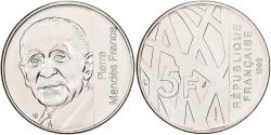 World Coins - France, 5 Francs, Pierre Mendès France, 1992, MDP, Pattern, Nickel Clad