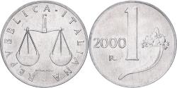 World Coins - Italy, 1 Lira, 2000, Rome, BU, Aluminum, , KM:91