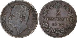 World Coins - Italy, Umberto I, 2 Centesimi, 1897, Rome, Copper,