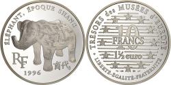 World Coins - France, 10 Francs-1.5 Euro, Éléphant époque Shang, 1996, Paris, Silver