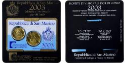 World Coins - San Marino, 20c. + 50c., Coin card.FDC, 2003, Rome, Nordic gold,