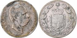 World Coins - Italy, Umberto I, Lira, 1887, Milan, Silver,