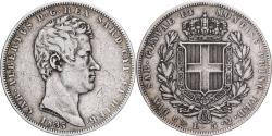 World Coins - Italian States, SARDINIA, Carlo Alberto, 5 Lire, 1835, Genoa, Silver,