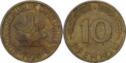 World Coins - Federal Republic of Germany, 10 Pfennig, 1978, Karlsruhe, Brass Clad Steel