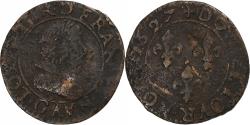 World Coins - France, Louis XIII, Double Tournois, 1627, Paris, Copper,