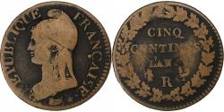 World Coins - France, Directoire, 5 Centimes, Dupré, AN 5, Orléans, Copper,