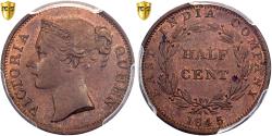 World Coins - Coin, Straits Settlements, Victoria, 1/2 Cent, 1845, PCGS, , MS(64)