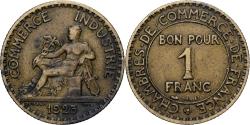 World Coins - France, Chambre de commerce, Franc, 1925, Paris, , Aluminum-Bronze