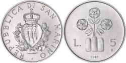 World Coins - Coin, San Marino, 5 Lire, 1987, Rome, , Aluminum, KM:203
