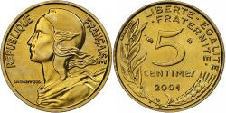 World Coins - France, Marianne, 5 Centimes, 2001, Paris, Série FDC.BU,