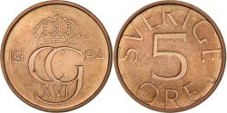 World Coins - Sweden, Carl XVI Gustaf, 5 Öre, 1984, Brass, , KM:849a