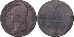 World Coins - France, 5 Centimes, Dupré, AN 4, Paris, Copper, , Gadoury:124