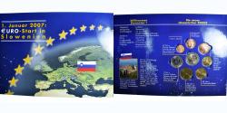 World Coins - Slovenia, 1 Cent to 2 Euro, Euro start in Slovenia, 2007, euro set,