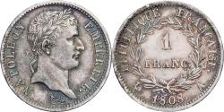 World Coins - France, Napoleon I, 1 Franc, 1808, Paris, Silver, , Gadoury:446