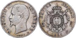 World Coins - France, Napoleon III, 5 Francs, Napoléon III, 1855, Strasbourg, Silver