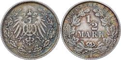 World Coins - German Empire, 1/2 Mark, 1907, Munich, Silver, , KM:17