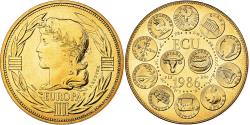 World Coins - France, Medal, Ecu Europa, Marianne, 1986, Gilt Bronze, Rodier,
