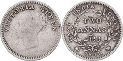 World Coins - British India, Victoria, 2 Annas, 1841, Calcutta, Silver, , KM:459.2