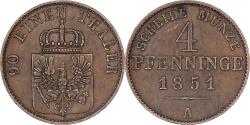 World Coins - Prussia, PRUSSIA, Friedrich Wilhelm IV, 4 Pfennig, 1851, Berlin, Copper