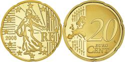 World Coins - France, 20 Euro Cent, 2008, Paris, Proof / BE, , Brass, KM:1411