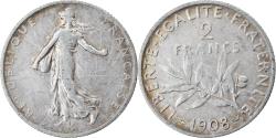 World Coins - Coin, France, Semeuse, 2 Francs, 1908, Paris, , Silver, KM:845.1