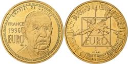 World Coins - France, Medal, Charles De Gaulle, 1 Euro Essai, 1996, Copper Gilt, Jimenez