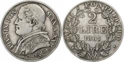 World Coins - Coin, ITALIAN STATES, PAPAL STATES, Pius IX, 2 Lire, 1867, Rome,