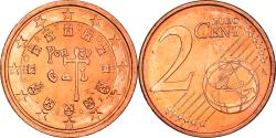 World Coins - Portugal, 2 Euro Cent, The first royal seal of 1134, 2002, , Copper Plated