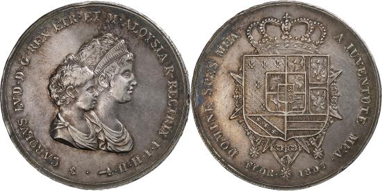 1807年イタリアエトルリア王国 10リラ銀貨フィレンツェブルボン家シャルルルイ 10 Lire - Charles Louis (2nd type) - Grand Duchy of Tuscany – Numista
